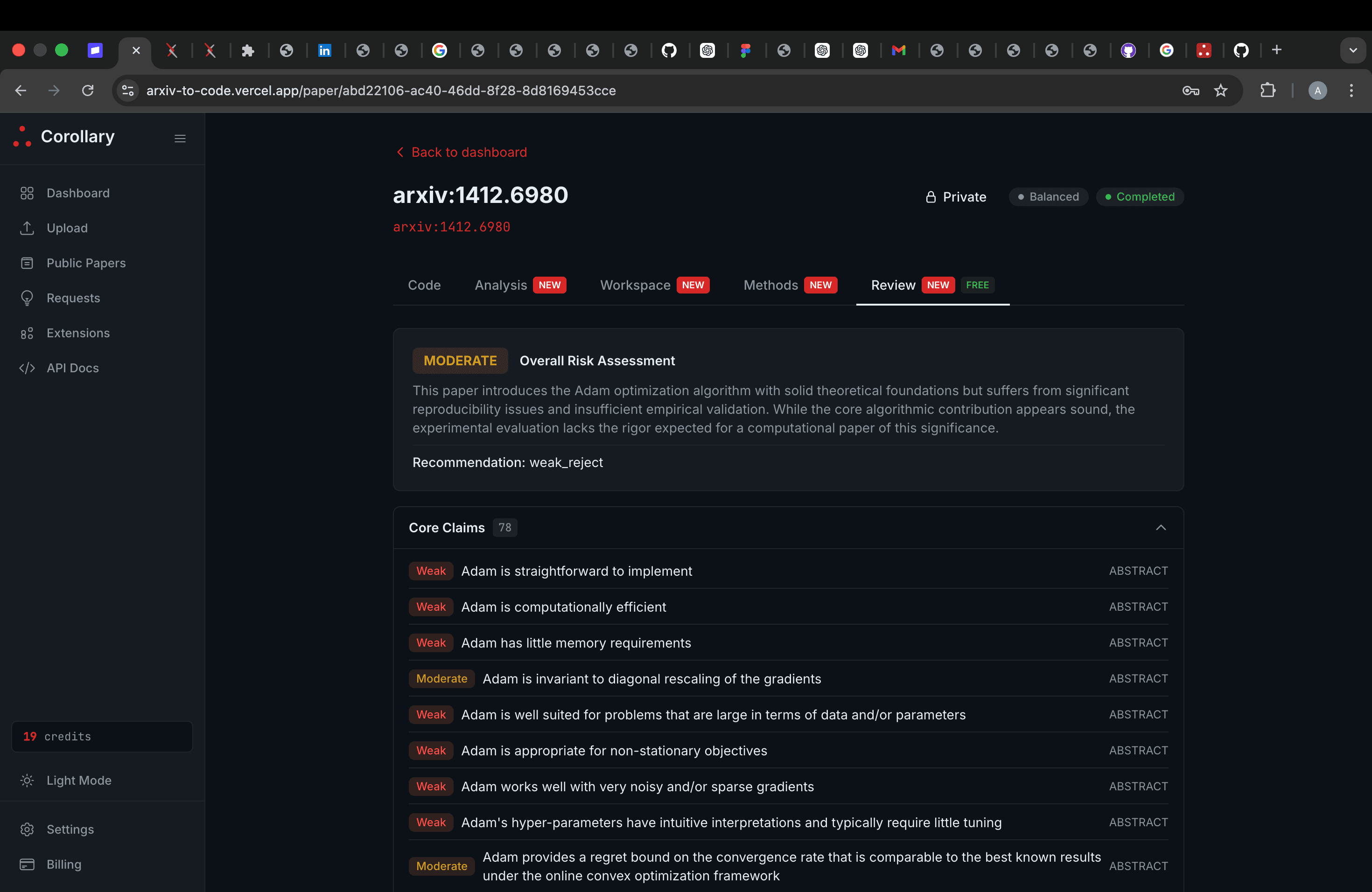 Corollary ambiguity and claim review screenshot
